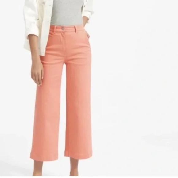 Everlane Chino Pants Pink Canvas Cotton Stretch Wide Leg Outdoor Boho Womens 6 - Picture 1 of 10